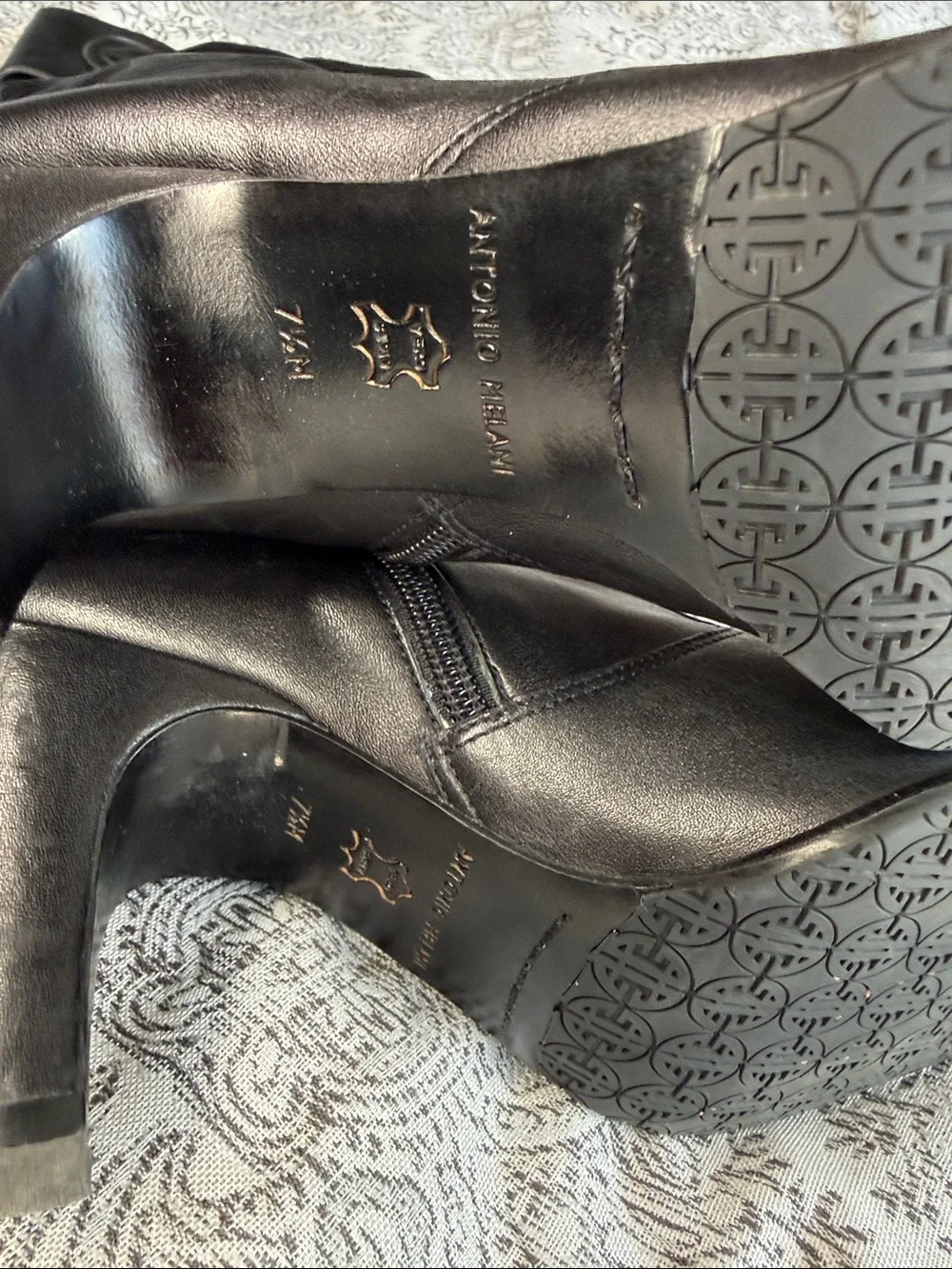Black Leather -  Antonio Melani - Knee-High Buckle Boots - 7.5